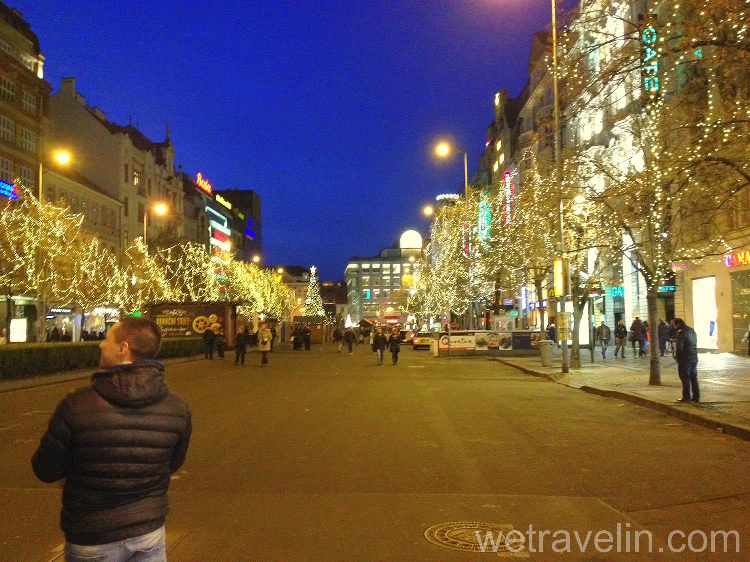 Вацлавская площадь в Праге на рождество