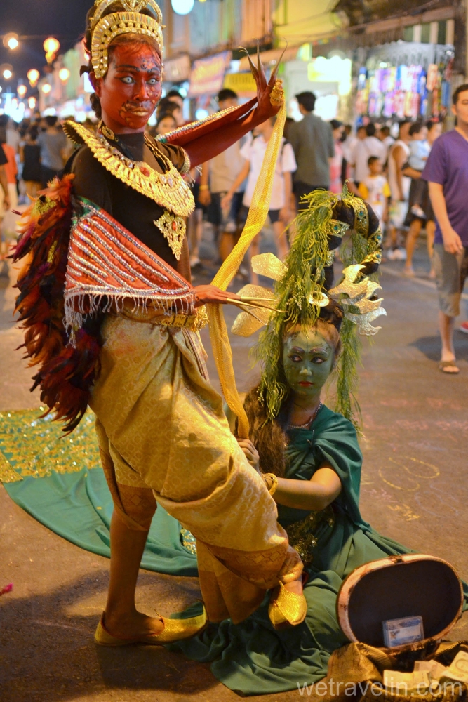 мимы на фестивале старого города на Пхукете